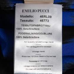 Pre Owned Emilio Pucci Blue Multicolor Printed Silk Belted Shirt Dress S