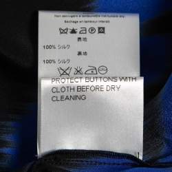 Pre Owned Emilio Pucci Blue Multicolor Printed Silk Belted Shirt Dress S