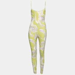 Emilio Pucci Green Printed Stretch Jersey Jumpsuit M