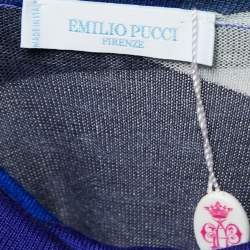 Emilio Pucci Blue Printed Wool High Neck Jumper L