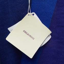 Emilio Pucci Blue Printed Wool High Neck Jumper L