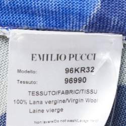 Emilio Pucci Blue Printed Wool High Neck Jumper L