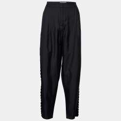 Pre Owned Emilio Pucci Black Silk Crepe Embellished Detail Trousers M