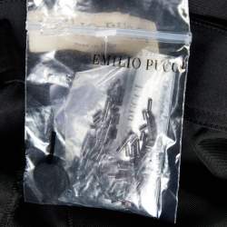 Pre Owned Emilio Pucci Black Silk Crepe Embellished Detail Trousers M