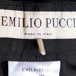 Pre Owned Emilio Pucci Black Silk Crepe Embellished Detail Trousers M