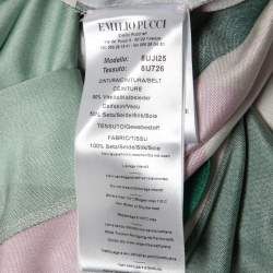 Pre Owned Emilio Pucci Multicolor Printed Silk Button Front Long Shirt Dress L 