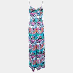 Emilio Pucci Multicolor Printed Jersey Strappy Wide-Leg Jumpsuit L