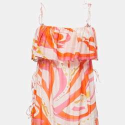 Pre Owned Emilio Pucci Multicolor Printed Cotton & Silk Maxi Dress L