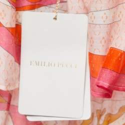 Pre Owned Emilio Pucci Multicolor Printed Cotton & Silk Maxi Dress L
