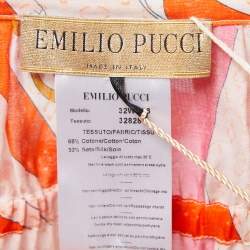 Pre Owned Emilio Pucci Multicolor Printed Cotton & Silk Maxi Dress L