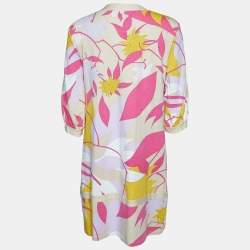 Pre Owned Emilio Pucci Multicolor Printed Cotton Knit Midi Dress M