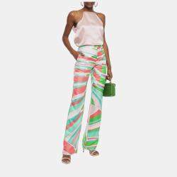 Pre Owned Emilio Pucci Silk Straight Leg Pants 40