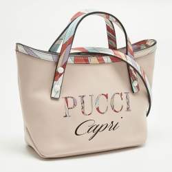 Pre Owned Emilio Pucci Pink/Multicolor Leather Capri Tote