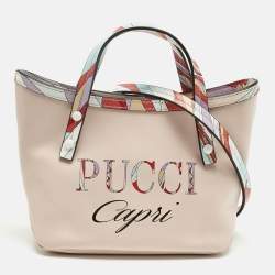 Pre Owned Emilio Pucci Pink/Multicolor Leather Capri Tote