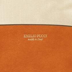 Pre Owned Emilio Pucci Green/Multicolor Conchiglie Print Fabric Pouch