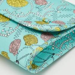 Pre Owned Emilio Pucci Green/Multicolor Conchiglie Print Fabric Pouch