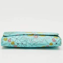 Pre Owned Emilio Pucci Green/Multicolor Conchiglie Print Fabric Pouch