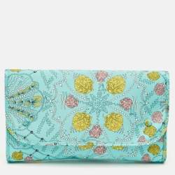 Pre Owned Emilio Pucci Green/Multicolor Conchiglie Print Fabric Pouch