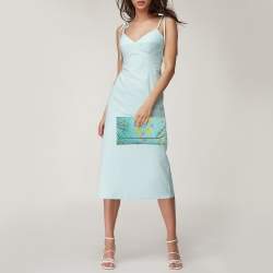 Pre Owned Emilio Pucci Green/Multicolor Conchiglie Print Fabric Pouch