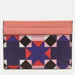 Pre Owned Emilio Pucci Multicolor Printed Leather Card Holder