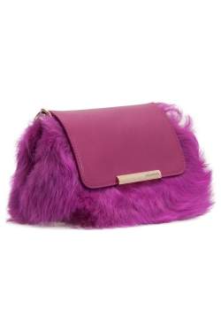 Pre Owned Emilio Pucci Fuchsia Fur and Leather Mini Newton Chain Shoulder Bag