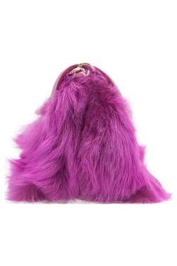 Pre Owned Emilio Pucci Fuchsia Fur and Leather Mini Newton Chain Shoulder Bag