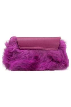 Pre Owned Emilio Pucci Fuchsia Fur and Leather Mini Newton Chain Shoulder Bag