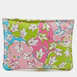Emilio Pucci Multicolor Floral Print Zip Pouch
