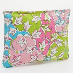 Emilio Pucci Multicolor Floral Print Zip Pouch