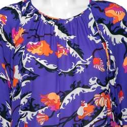 Emilio Pucci Archivio Blue Printed Silk Bishop Sleeves Top M
