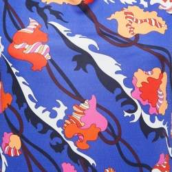 Pre Owned Emilio Pucci Archivio Blue Floral Print Jersey Short Sleeve Top M