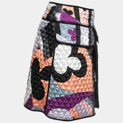 Emilio Pucci Multicolor Printed Satin Quilted Mini Skirt S