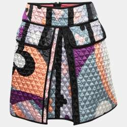 Emilio Pucci Multicolor Printed Satin Quilted Mini Skirt S