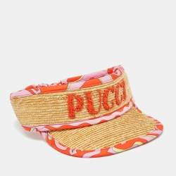 Emilio Pucci Beige Vetrate Logo Embroidered Visor S