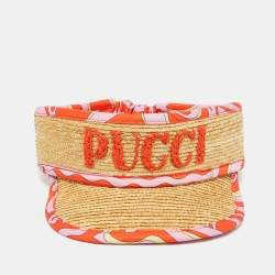 Emilio Pucci Beige Vetrate Logo Embroidered Visor S
