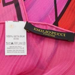 Emilio Pucci Pink/Red Printed Silk Scarf 