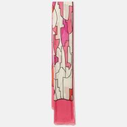 Emilio Pucci Pink/Red Printed Silk Scarf 