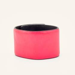 Pre Owned Emilio Pucci Neon Pink Leather Turnlock Wrap Bracelet S