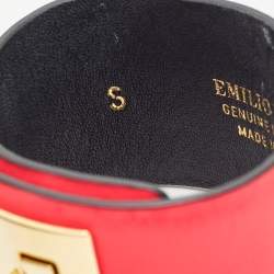 Pre Owned Emilio Pucci Neon Pink Leather Turnlock Wrap Bracelet S