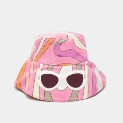 Pre Owned Emilio Pucci Pink Print Cotton Sunglass Detail Bucket Hat M