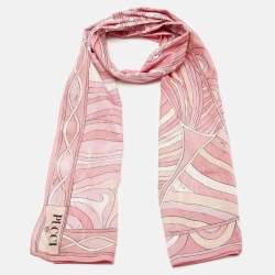 Pre Owned Emilio Pucci Pink Printed Cotton Scarf
