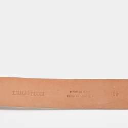 Pre Owned Emilio Green/Khaki Suede Logo Buckle Belt 85CM