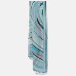 مملوكة مسبقًا Emilio Pucci Blue Print Silk Scarf 