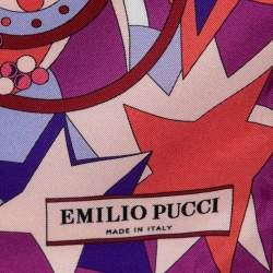 Emilio Pucci Multicolor Abstract Print Silk Scarf