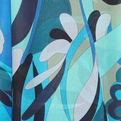 Emilio Pucci Blue Floral Print Silk Scarf