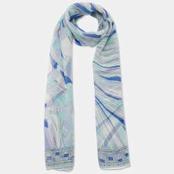 Emilio Pucci Blue Abstract Print Silk Stole