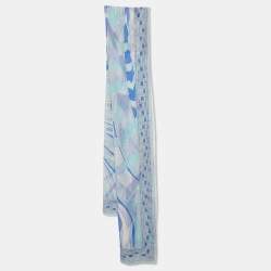 Emilio Pucci Blue Abstract Print Silk Stole