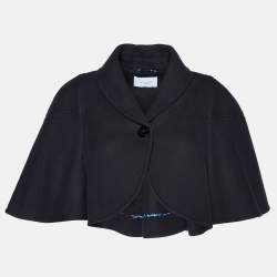 Emilio Pucci Navy Blue Wool Blend Cropped Cape L