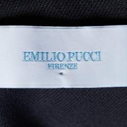 Emilio Pucci Navy Blue Wool Blend Cropped Cape L