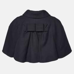 Emilio Pucci Navy Blue Wool Blend Cropped Cape L